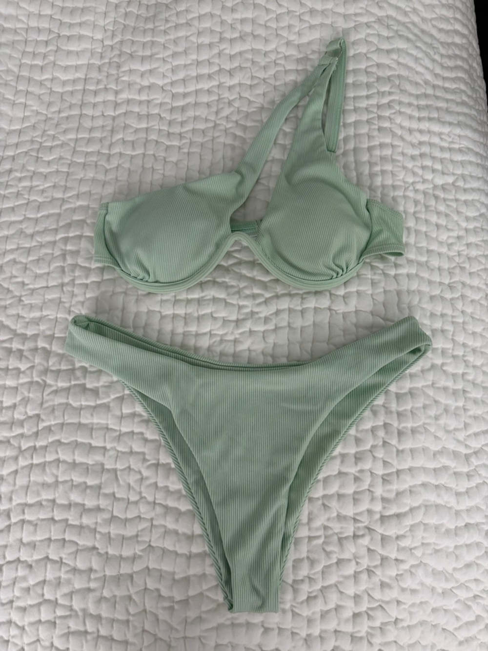 Women’s Ribbed Mint Green Bikini Set
